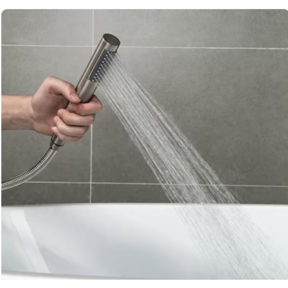 WOODBRIDGE F0001BN Freestanding Tub Filler with Hand Shower Brushed Nickel - Picture 4 of 8